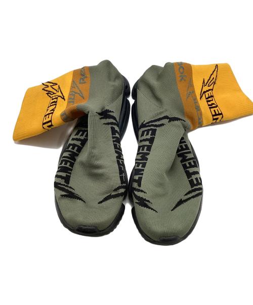 VETEMENTS（ヴェトモン）VETEMENTS (ヴェトモン) REEBOK (リーボック) SOCK RUNNER イエロー×カーキ サイズ:28の古着・服飾アイテム