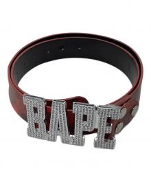 A BATHING APE（ア ベイシング エイプ）の古着「ロゴバックルレザーベルト」｜レッド