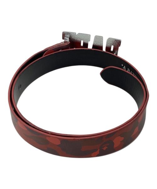 A BATHING APE（ア ベイシング エイプ）A BATHING APE (ア ベイシング エイプ) ロゴバックルレザーベルト レッド サイズ:Mの古着・服飾アイテム