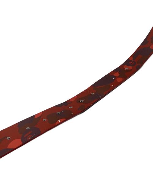 A BATHING APE（ア ベイシング エイプ）A BATHING APE (ア ベイシング エイプ) ロゴバックルレザーベルト レッド サイズ:Mの古着・服飾アイテム