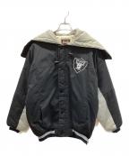 NFL RAIDERSレイダース）の古着「刺繍中綿ジャケット」｜ブラック×グレー