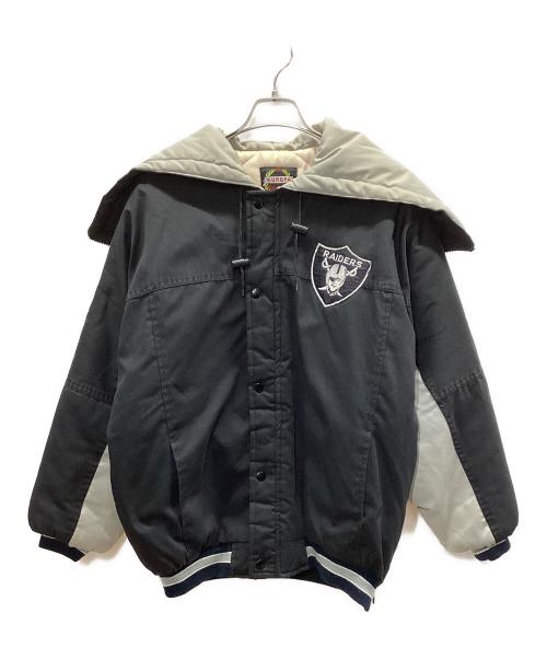 NFL RAIDERS（レイダース）NFL RAIDERS (レイダース) 刺繍中綿ジャケット ブラック×グレー サイズ:Mの古着・服飾アイテム
