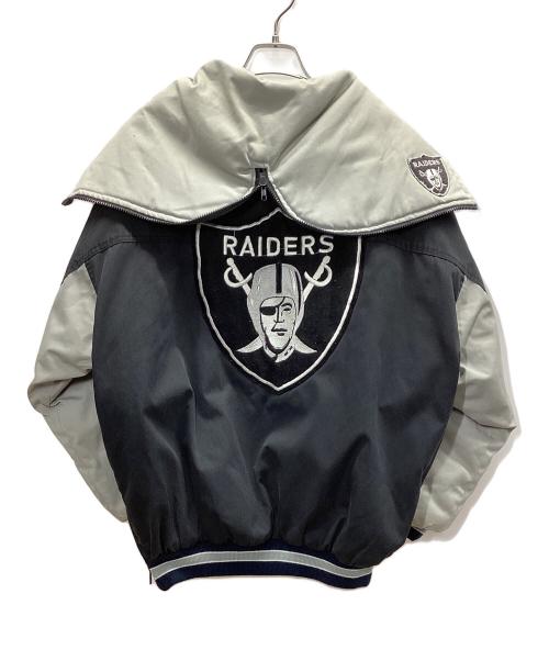NFL RAIDERS（レイダース）NFL RAIDERS (レイダース) 刺繍中綿ジャケット ブラック×グレー サイズ:Mの古着・服飾アイテム