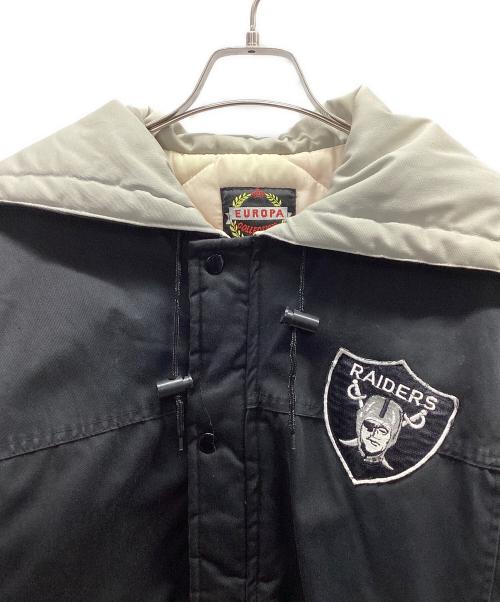 NFL RAIDERS（レイダース）NFL RAIDERS (レイダース) 刺繍中綿ジャケット ブラック×グレー サイズ:Mの古着・服飾アイテム