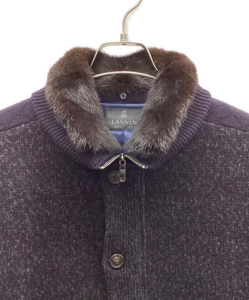 LANVIN（ランバン）LANVIN (ランバン) ニットジャケット パープル サイズ:Mの古着・服飾アイテム