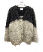 CLANEクラネ）の古着「BI COLOR SHAGGY KNIT CARDIGAN」｜ベージュ×ブラック