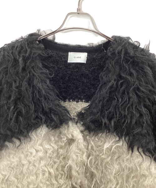 CLANE（クラネ）CLANE (クラネ) BI COLOR SHAGGY KNIT CARDIGAN ベージュ×ブラック サイズ:1の古着・服飾アイテム