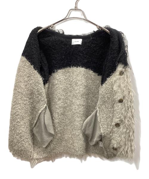 CLANE（クラネ）CLANE (クラネ) BI COLOR SHAGGY KNIT CARDIGAN ベージュ×ブラック サイズ:1の古着・服飾アイテム