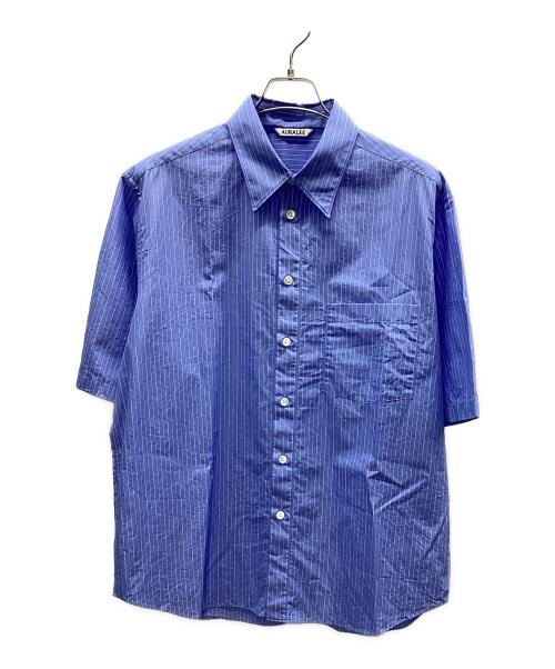 AURALEE（オーラリー）AURALEE (オーラリー) Suvin High Count Cloth Stripe Half Sleeve Shirt ブルー サイズ:4の古着・服飾アイテム