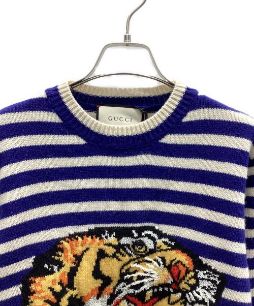 GUCCI（グッチ）GUCCI (グッチ) GUCCI ニット ブルー×ホワイト サイズ:Mの古着・服飾アイテム