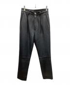 jonnlynxジョンリンクス）の古着「ジョンリンクス シープレザー ストレート パンツ」｜ブラック