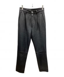 jonnlynx（ジョンリンクス）の古着「ジョンリンクス シープレザー ストレート パンツ」｜ブラック