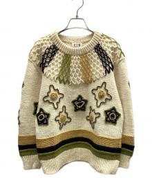 ISSEY MIYAKE（イッセイミヤケ）の古着「i.s. ISSEY MIYAKE(アイエス イッセイミヤケ) 90’s motif embroidery knit」｜ベージュ