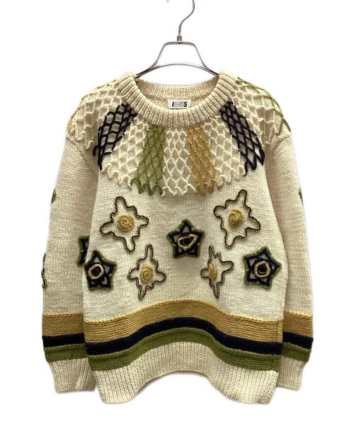 ISSEY MIYAKE（イッセイミヤケ）ISSEY MIYAKE (イッセイミヤケ) i.s. ISSEY MIYAKE(アイエス イッセイミヤケ) 90’s motif embroidery knit ベージュ サイズ:Mの古着・服飾アイテム