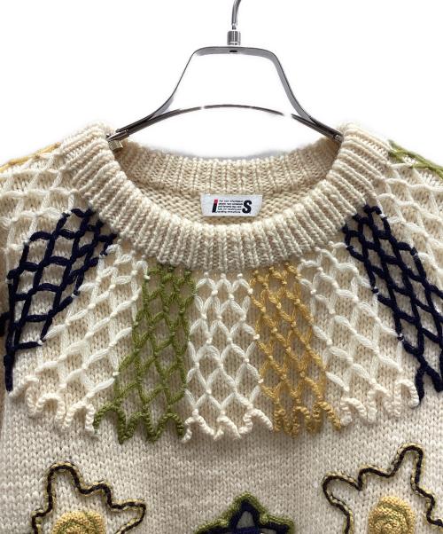 ISSEY MIYAKE（イッセイミヤケ）ISSEY MIYAKE (イッセイミヤケ) i.s. ISSEY MIYAKE(アイエス イッセイミヤケ) 90’s motif embroidery knit ベージュ サイズ:Mの古着・服飾アイテム