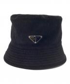 PRADAプラダ）の古着「PRADA コーデュロイ バケットハット ブラック」｜ブラック
