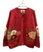 amanoアマノ）の古着「厚手カーディガン」｜レッド