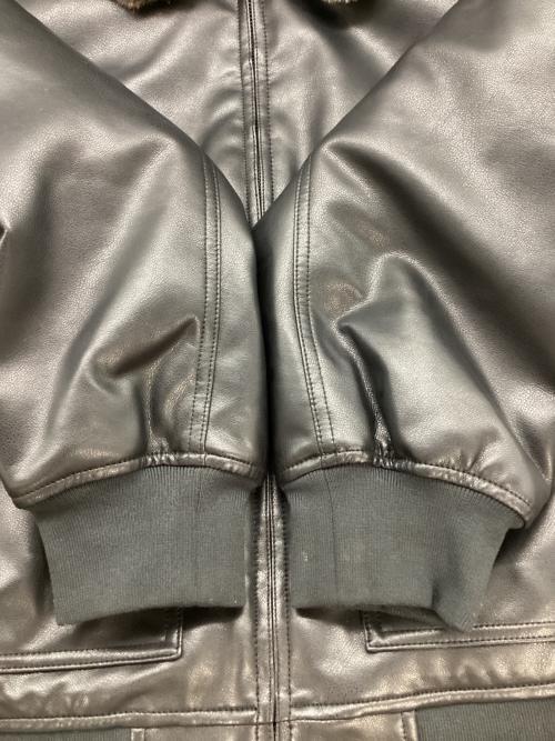 GU（ジーユー）GU (ジーユー) フェイクレザージャケット ブラウン×ブラック サイズ:Lの古着・服飾アイテム
