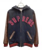 SUPREMEシュプリーム）の古着「フード付スタジャン」｜ブラウン×ネイビー