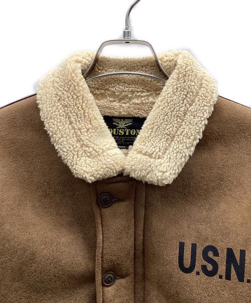 HOUSTON（ヒューストン）HOUSTON (ヒューストン) ムートンジャケット ブラウン サイズ:Lの古着・服飾アイテム