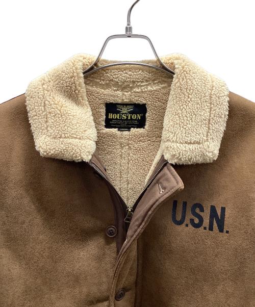 HOUSTON（ヒューストン）HOUSTON (ヒューストン) ムートンジャケット ブラウン サイズ:Lの古着・服飾アイテム