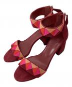 HERMESエルメス）の古着「スウェードヒールサンダル」｜レッド