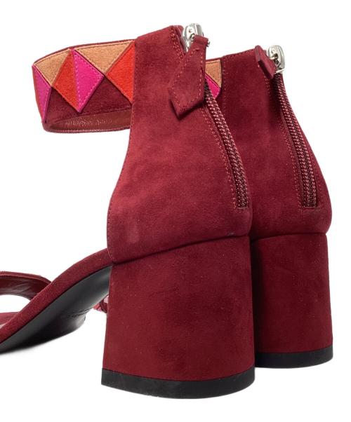 HERMES（エルメス）HERMES (エルメス) スウェードヒールサンダル レッド サイズ:36 1/2の古着・服飾アイテム