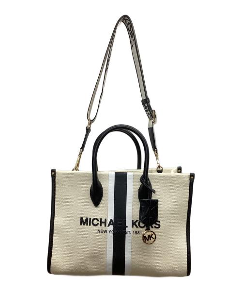 MICHAEL KORS（マイケル・コース）MICHAEL KORS (マイケル・コース) MICHAEL KORS トートバッグ ミレラ ホワイト×ブラックの古着・服飾アイテム