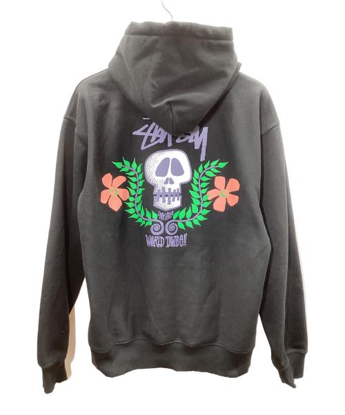 stussy（ステューシー）stussy (ステューシー) Skull Crest Hoodie ブラック サイズ:Lの古着・服飾アイテム