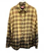 DIESELディーゼル）の古着「長袖シャツ」｜ブラウン×ベージュ