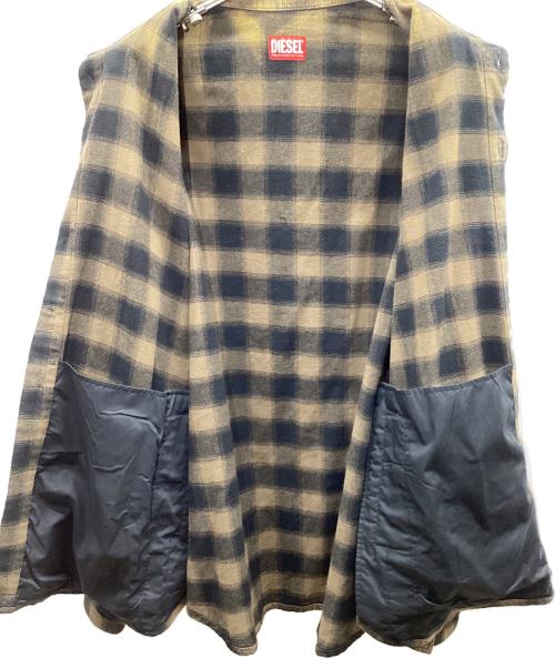 DIESEL（ディーゼル）DIESEL (ディーゼル) 長袖シャツ ブラウン×ベージュ サイズ:XLの古着・服飾アイテム