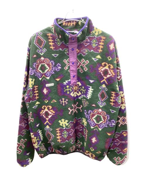 Columbia（コロンビア）Columbia (コロンビア) ペルシャ柄スナップＴ フリースジャケット グリーン×パープル サイズ:XLの古着・服飾アイテム
