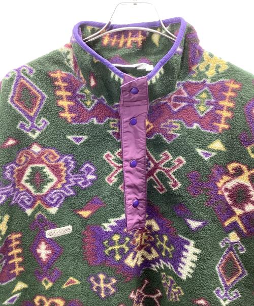 Columbia（コロンビア）Columbia (コロンビア) ペルシャ柄スナップＴ フリースジャケット グリーン×パープル サイズ:XLの古着・服飾アイテム