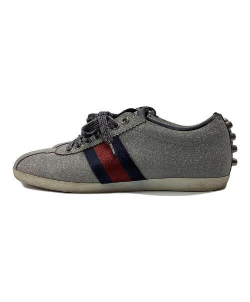 GUCCI（グッチ）GUCCI (グッチ) ローカットスニーカー シルバー×レッド サイズ:23.5の古着・服飾アイテム