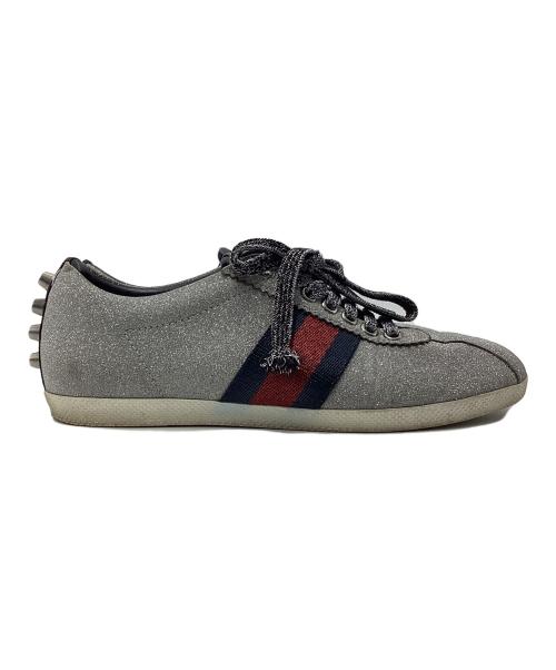 GUCCI（グッチ）GUCCI (グッチ) ローカットスニーカー シルバー×レッド サイズ:23.5の古着・服飾アイテム