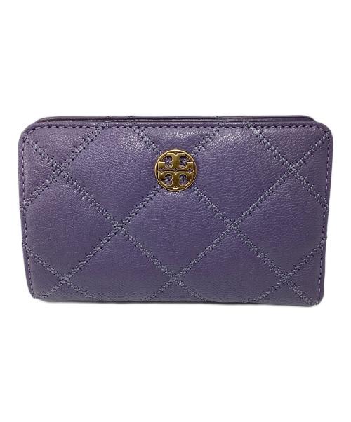 TORY BURCH（トリーバーチ）TORY BURCH (トリーバーチ) WILLA（ウィラ）キルティング調 ミディアムウォレット パープルの古着・服飾アイテム