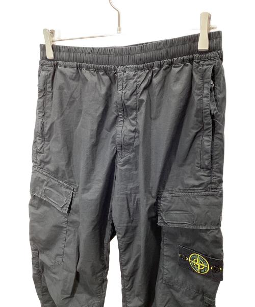 STONE ISLAND（ストーンアイランド）STONE ISLAND (ストーンアイランド) ガーメントダイコットンストレッチシャーリングテーパードカーゴパンツ ブラック サイズ:W31の古着・服飾アイテム