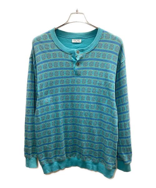 CELINE（セリーヌ）CELINE (セリーヌ) CELINE　ヘンリーネックカットソー グリーン サイズ:Lの古着・服飾アイテム