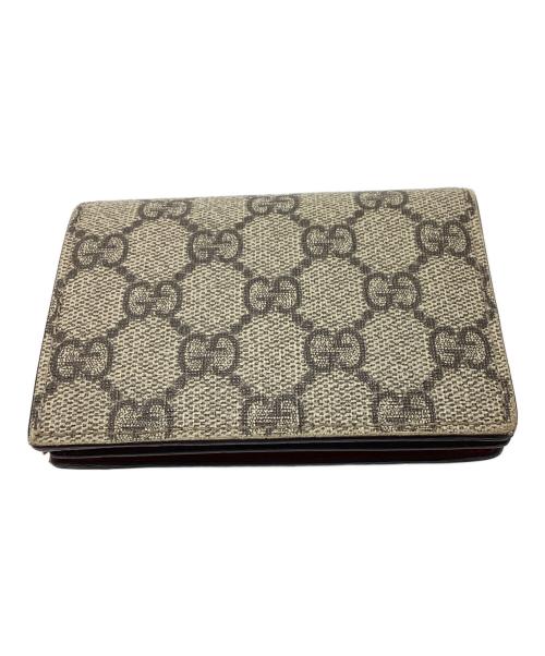 GUCCI（グッチ）GUCCI (グッチ) GGスプリーム チェリー コンパクトウォレット グレー×レッドの古着・服飾アイテム