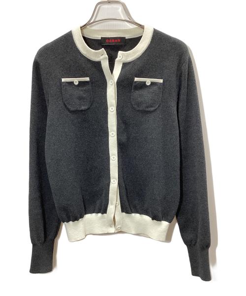 CABAN（キャバン）CABAN (キャバン) コットンカシミヤ クルーネックカーディガン ホワイト×グレー サイズ:freeの古着・服飾アイテム