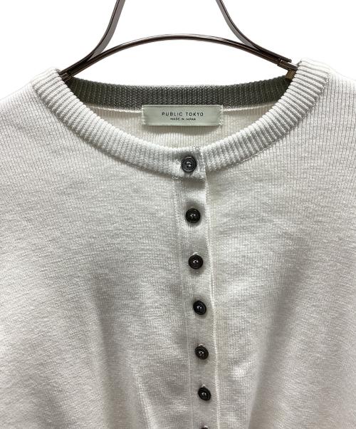 PUBLIC TOKYO（パブリックトウキョウ）PUBLIC TOKYO (パブリックトウキョウ) コットンシルククルーカーデ ホワイト サイズ:FREEの古着・服飾アイテム