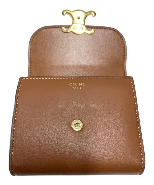 CELINE（セリーヌ）CELINE (セリーヌ) CELINE　トリオンフスモールフラップウォレット ブラウンの古着・服飾アイテム