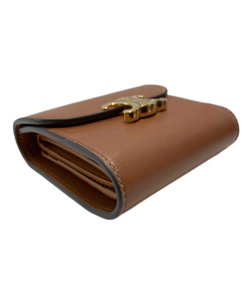 CELINE（セリーヌ）CELINE (セリーヌ) CELINE　トリオンフスモールフラップウォレット ブラウンの古着・服飾アイテム