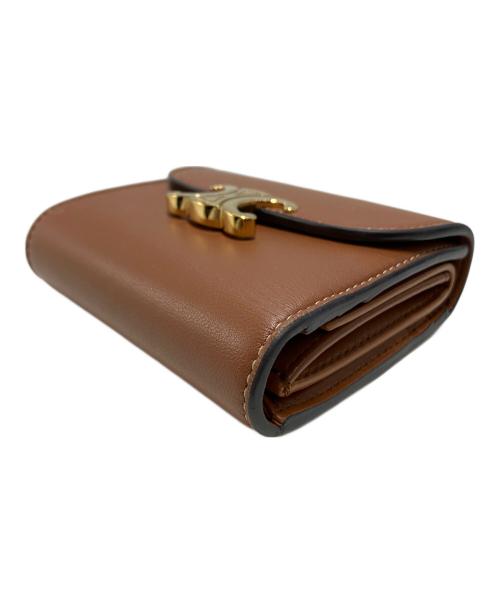 CELINE（セリーヌ）CELINE (セリーヌ) CELINE　トリオンフスモールフラップウォレット ブラウンの古着・服飾アイテム