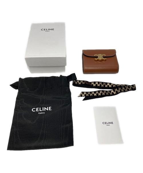 CELINE（セリーヌ）CELINE (セリーヌ) CELINE　トリオンフスモールフラップウォレット ブラウンの古着・服飾アイテム