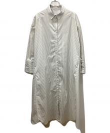 LANVIN en Bleu（ランバンオンブルー）の古着「長袖ワンピース」｜ホワイト×グレー