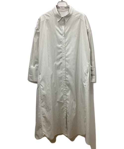 LANVIN en Bleu（ランバンオンブルー）LANVIN en Bleu (ランバンオンブルー) 長袖ワンピース ホワイト×グレー サイズ:38の古着・服飾アイテム