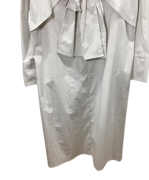 LANVIN en Bleu（ランバンオンブルー）LANVIN en Bleu (ランバンオンブルー) 長袖ワンピース ホワイト×グレー サイズ:38の古着・服飾アイテム