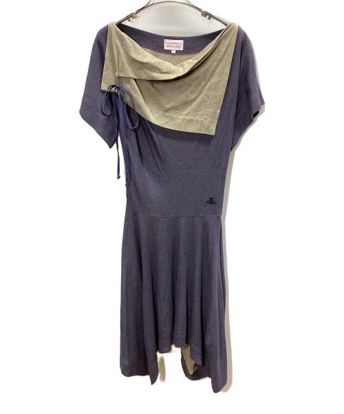 Vivienne Westwood RED LABEL（ヴィヴィアンウエストウッドレッドレーベル）Vivienne Westwood RED LABEL (ヴィヴィアンウエストウッドレッドレーベル) 半袖ワンピース ベージュ×パープル サイズ:2の古着・服飾アイテム
