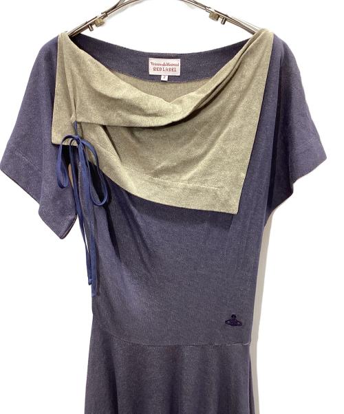 Vivienne Westwood RED LABEL（ヴィヴィアンウエストウッドレッドレーベル）Vivienne Westwood RED LABEL (ヴィヴィアンウエストウッドレッドレーベル) 半袖ワンピース ベージュ×パープル サイズ:2の古着・服飾アイテム